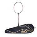 Li-Ning Turbo 99 Carbon Fibre Unstrung Badminton Racket with Full Racket Cover (Black/Red)| for Intermediate Players | 84 Grams |Maximum String Tension - 30lbs