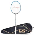 Li-Ning 3D Calibar X Combat Carbon Fiber Strung Badminton Racket with Full Racket Cover (Charcoal/Blue)| for Professional Players | 85 Grams |Maximum String Tension - 30lbs