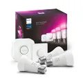 Philips Hue White & Color Ambiance E27 Starter Set Including Smart Button and Bridge, 3 x 806 lm, Dimmable, Up to 16 Million Colours, Controllable via App, Compatible with Amazon Alexa (Echo, Echo Dot)
