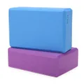 H&S 2 x Yoga Block High Density EVA Foam Brick Eco Friendly Purple Blue - Pilates Pillow - Meditation Cushions - Pilates Block - Foam Block - Yoga Equipment - Exercise Block - Pilates Brick