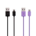 Laser USB to 9 Pin Charging Cable Twin Pack - 2M Long, Braided, Fast Charge, Compatible with Latest Smart Devices, Purple/Black