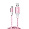 Laser USB to Type-C Charge Cable with LED Illuminated Design, 1 Meter, Pink