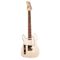 Wolf Guitars Australia T-Dawg White Left Hand Guitar with Wolf Hard Case, 25.5-Inch Scale Length