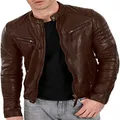Excelled Leather Men's New Zealand Lambskin Leather Classic Open Bottom Jacket, Brown, Medium