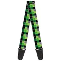 Buckle-Down Premium Guitar Strap, Checker Mosaic Green, 29 to 54 Inch Length, 2 Inch Wide