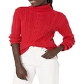 Amazon Essentials Women's Fisherman Cable Turtleneck Sweater (Available in Plus Size), Red, X-Small