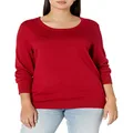 Amazon Essentials Women's Long-Sleeve Lightweight Crewneck Sweater (Available in Plus Size), Red, 1X