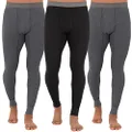 Fruit of the Loom Men's Recycled Premium Waffle Thermal Underwear Long Johns Bottom (1, 2, 3, and 4 Packs), Greystone Heather/Greystone Heather/Black, 3X-Large