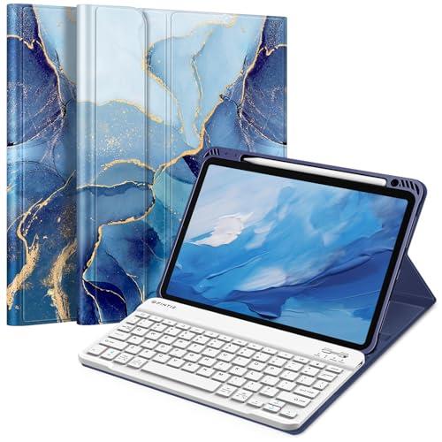 Fintie Keyboard Case for iPad Air 11-inch M4/M3/M2 (2026/2025/2024), iPad Air 5th/4th Generation (2022/2020) 10.9 Inch - Soft TPU Cover w/Magnetically Detachable Bluetooth Keyboard, Ocean Marble