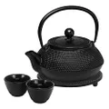Avanti Hobnail Cast Iron Teapot Set, Black, 15191