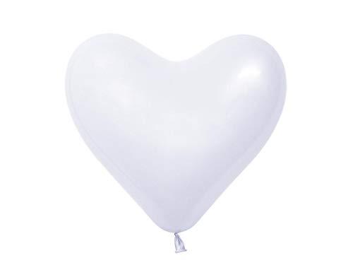 Sempertex Fashion Hearts Latex Balloons 12 Pieces, 28 cm Size, White