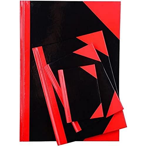 Premier Stationery A6 Non-Index Casebound Ruled Hard Cover Notebook, 200 Pages, Black/Red