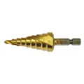 Makita Titanium Coating Spiral Flute Step Drill Bit, 4-20 mm Diameter, 1/4 Hex Socket