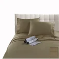 Kingtex 300 Thread Count Hotel Quality Cotton Sateen Sheet Set, Single, Linen
