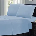 Ramesses Ultra Soft Micro Flannel Plain Sheet Set, Single, Steel Blue