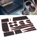 REMOCH for Toyota Camry Accessories 2018-2022 Custom Cup Holder Insert, Center Console Liner Organizer Door Pocket Mats Pad (Red Trim) - 16 PC Set