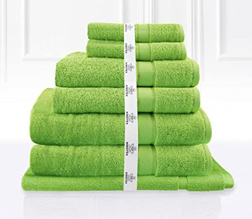 Kingtex Plain Dyed 100% Combed Cotton Towel 7-Pieces Set, New Apple