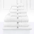 Kingtex Plain Dyed 100% Combed Cotton Bath Sheet 7-Pieces Set, White