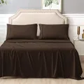 Kingdom 225 Thread Count Kingdom Collection Easy Care Percale Sheet Set, Queen, Chocolate