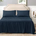 Kingdom 225 Thread Count Kingdom Collection Easy Care Percale Sheet Set, King, Navy