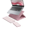 Logitech Casa Pop Up Desk Work From Home Kit with Laptop Stand, Wireless Keyboard & Touchpad, Bluetooth, USB C Charging, for Laptop/MacBook (10” to 17”) - Windows, MacOS, ChromeOS - Bohemian Blush