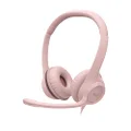 Logitech H390 Wired USB Computer Headset with Noise-Cancelling Mic, Rose