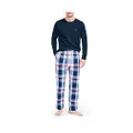 Nautica Men's Soft Woven 100% Cotton Elastic Waistband Sleep Pant Pajama Bottoms, Red/Blue, Small US