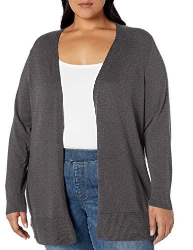 Amazon Essentials Women's Lightweight Open-Front Cardigan Sweater (Available in Plus Size), Charcoal Heather, 3X