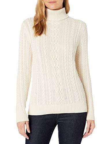 Amazon Essentials Women's Fisherman Cable Turtleneck Sweater (Available in Plus Size), Cream, Small