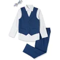 Van Heusen Boys' 4-Piece Formal Suit Set, Vest, Pants, Collared Dress Shirt, and Tie, Blue Jean, 3 Years