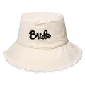 boderier Sun Hats for Women Summer Casual Wide Brim Cotton Bucket Hat Beach Vacation Travel Accessories, Beige with Bride, One Size