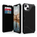 Urban Armor Gear Metropolis Folio Case Compatible with Apple iPhone 14 Plus [Wireless Charging (Qi) Compatible Cover, Case with Stand Function and Card Slots] Kevlar Black