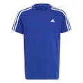 adidas Sportswear Essentials 3-Stripes Kids' Cotton T-Shirt, Blue, 7-8 Years