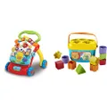 VTech First Steps Baby Walker- Interactive Educational Walking Walker - 505603 Multicolor & Fisher-Price Baby's First Blocks