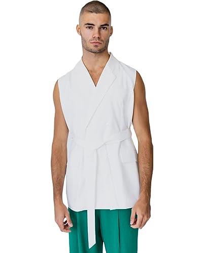 Justin Cassin Men's Saint Longline Vest, White, Size M