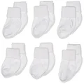 Jefferies Socks Unisex-Baby Newborn Turn Cuff Bootie 6 Pair Pack, White, Infant
