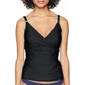 Calvin Klein Women's Standard Tankini Swimsuit with Adjustable Straps and Tummy Control, Black, Large