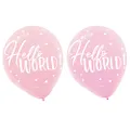Amscan Oh Baby Girl Assorted Hello World Latex Balloon 15 Pieces, 30 cm Size