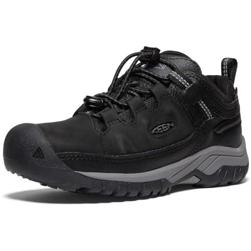 Keen unisex-child Targhee Low Waterproof Hiking Boot, Black Steel Grey, 3 US Big Kid