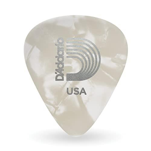 D'Addario White Pearl Celluloid Guitar Picks, 100 pack, Light