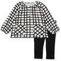 Calvin Klein Girls 2-Piece Tunic & Legging Set, Everyday Casual Wear, Ultra-Soft & Comfortable Fit, Black/White, 2T