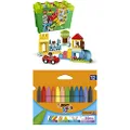 LEGO DUPLO Classic Deluxe Brick Box 10914 LEGO Starter Set with Storage Box and BIC Kids Triangular Colouring Crayons