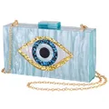 LETODE Clutch Purses for Women-Evil Eye Acrylic Clutch Glitter Purse Evening Bag Chain Shoulder Crossbody Handbags, 3-blue, Small