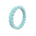 QALO Women's Thin Stackable Silicone Ring Collection, Women's Stackable Chevron Silicone Ring, SQD04NP, Blue Aquamarine, Size 4