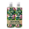 Faith In Nature 2 x 400ml Natural Wild Rose Shampoo and Matching Conditioner Set Restorative Vegan and Cruelty Free SLS or Parabens Free for Normal to Dry Hair