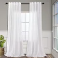 White Linen Curtains 108 Inches Long for Living Room 2 Panels Set Back Tab Drapes Semi Sheer Cotton Textured High Ceiling to Floor Curtains for Patio Stunning Bohemian Urban Industrial Farmhouse 9 FT