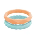 Qalo Women's Stackable Collection L Ring, Size 5, Peach/Aquamarine