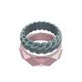 Qalo Women's Stackable Collection J Ring, Size 8, Iridescent Slate/Pink