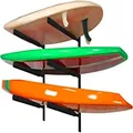 Yes4All Heavy Duty Steel Wall Mount Paddle Board Racks, Surfboard Hanger with Padded Foam, Store & Display Up to 3 Surfboards, Snowboards, Longboards, Black, 34.25" x 5.51" x 3.54"