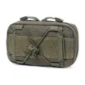 Tactical Molle Horizontal Admin Pouch Compact 1000D Utility EDC Tool Bag with Shoulder Strap (Army Green)
